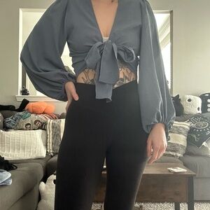 Altar'd State Slate Blue Long Sleeve Top